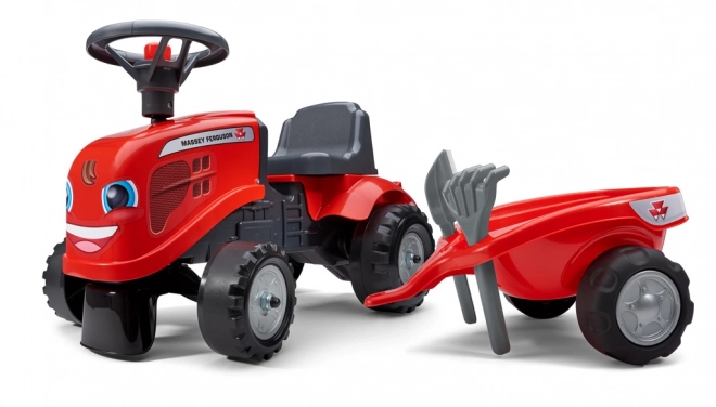 Rutschtraktor Massey Ferguson rot mit Lenkrad und Anhänger