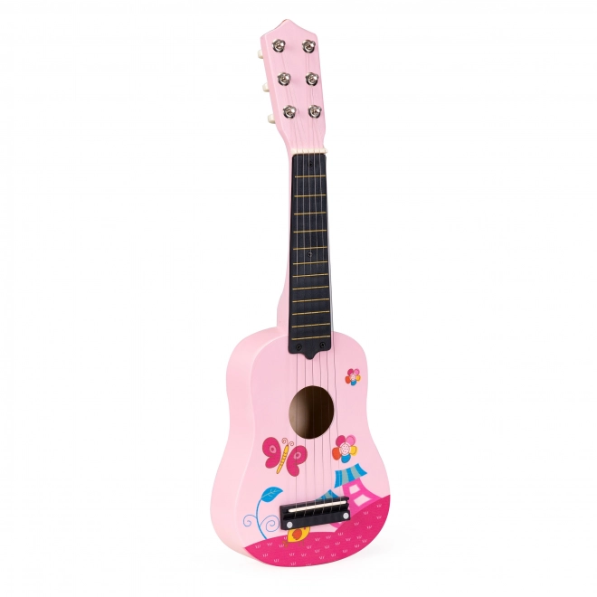 Kindergitarre aus Holz mit Metall-Saiten in Pink