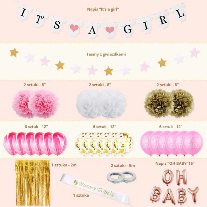 Babyparty-Deko-Set 'It's a Girl'