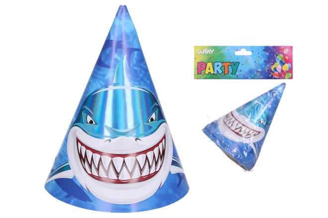 Partyhüte Shark 15 cm, 6 Stück