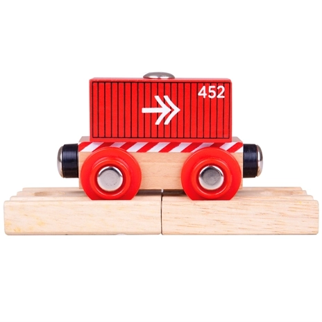 Roter Containerwaggon von Bigjigs Rail