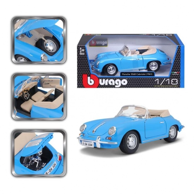 Porsche 356B Cabriolet Modellauto Blau