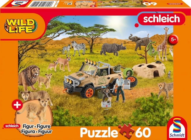 Schmidt Puzzle Schleich in der Savanne 60 Teile mit Schleich Figur