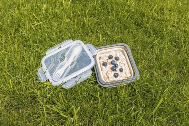 Silikon-Lunchbox mit Besteck, Sand Beige