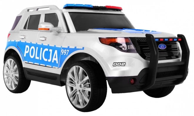 Kinder Polizei SUV Auto mit Batterie + Sirenen + Lichter + Megafon + Fernbedienung + langsamer Start + EVA + Aufkleber