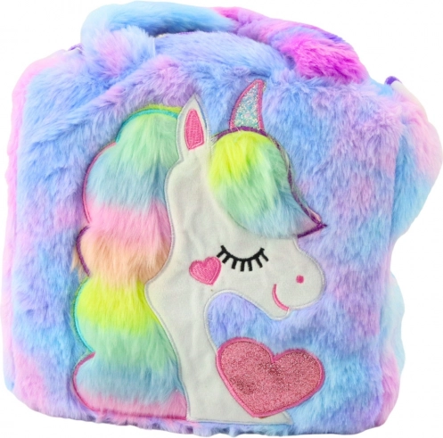 Bunte Plüschhandtasche mit Einhorn