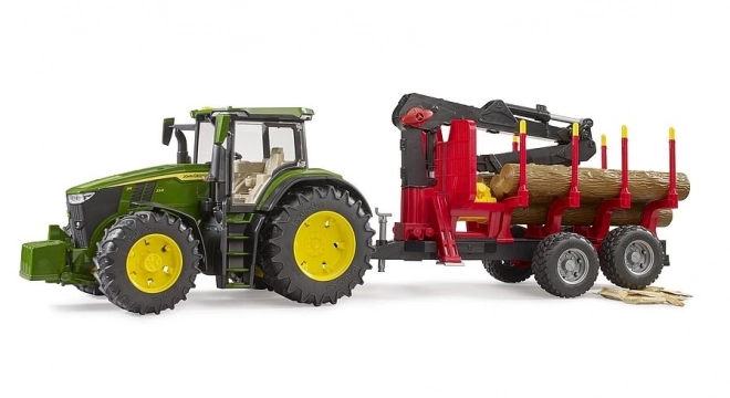 Bruder John Deere 7R 350 Traktor mit Anhänger und Baumstämmen