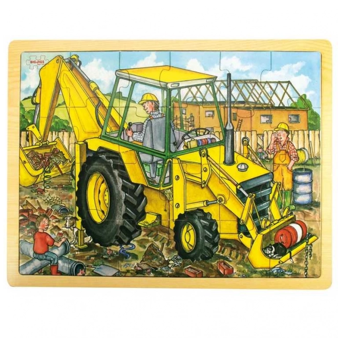 Bigjigs Toys Holzpuzzle Bagger 24 Teile