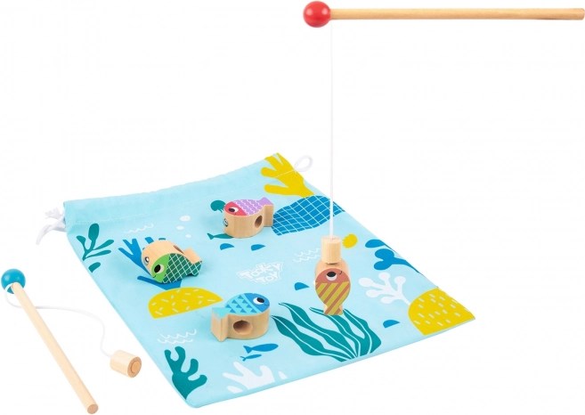 Tooky Toy Holzspiel Wal und Fische Multifunktional 4 in 1