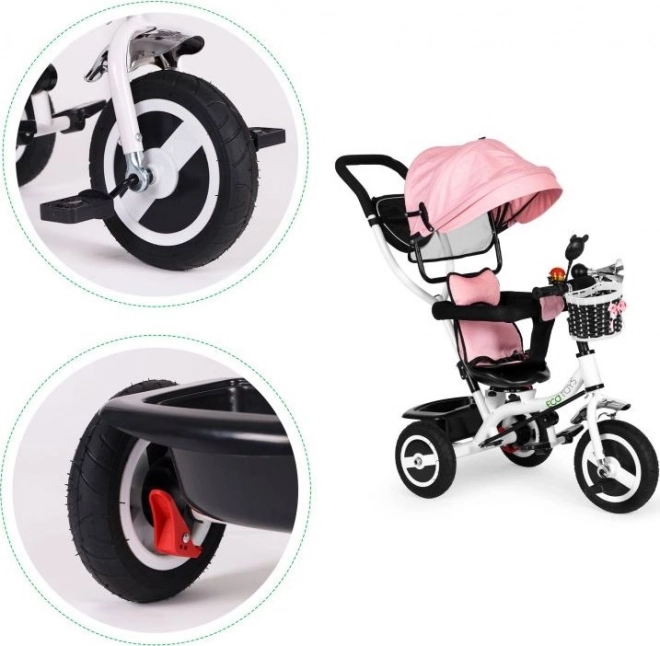 Tricycle mit drehbarem Verdeck und langlebigen Gummireifen in Pink