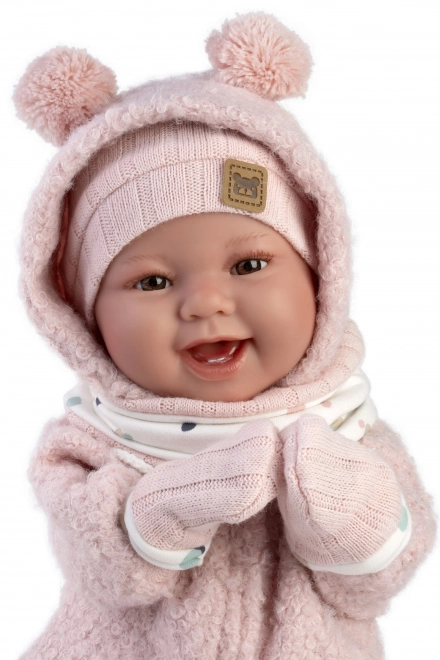 Realistische Babypuppe mit Geräuschen und weichem Stoffkörper - 44 cm