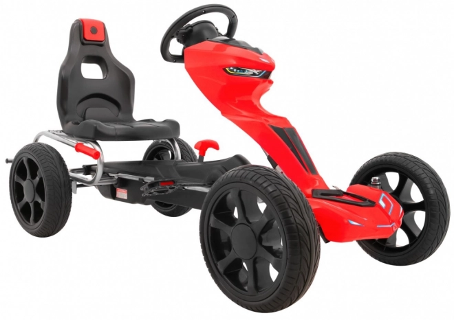 Grand Ride Tret-Gokart für Kinder 3+ Rot + EVA Räder + Verstellbarer Sitz + Handbremse