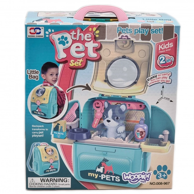 Woopie tragbares Hundepflegeset im Rucksack 2-in-1