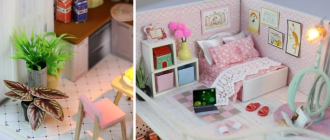 Miniatur Puppenhaus Annas rosa Melodie