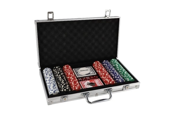 Poker Set im Aluminiumkoffer mit 300 Chips, Karten und Würfeln