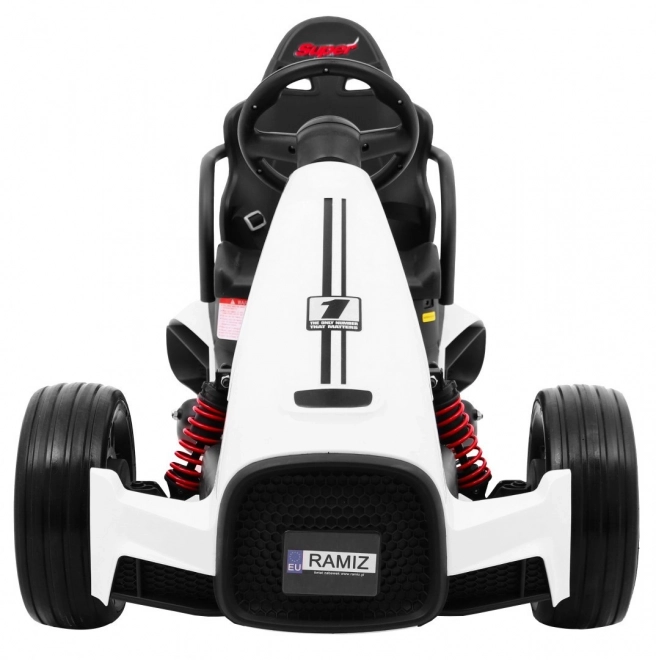 Kinder-Gokart Bolid XR-1 mit Batterie Weiß + verstellbarer Lenker + geformter Sitz