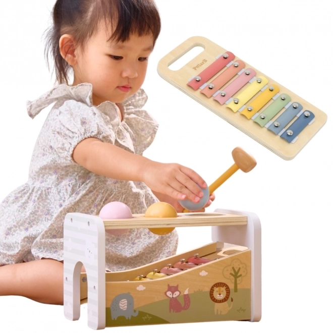 VIGA Holzspielset Schlagspiel + Xylophon 2 in 1
