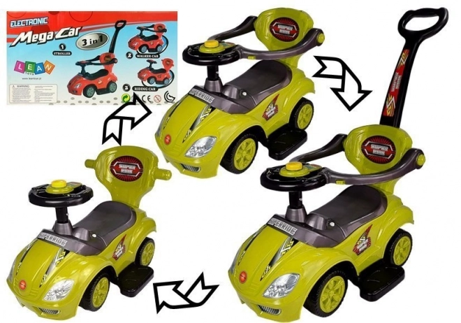 3-in-1 Mega Car Kinderlaufrad Gelb