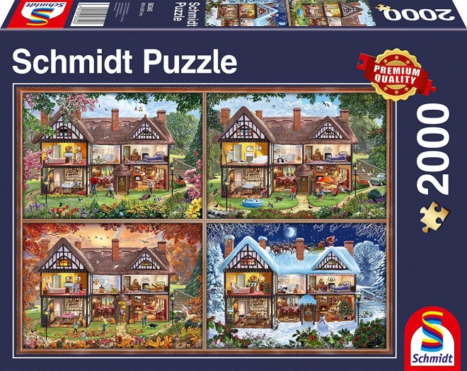 Schmidt Puzzle Häuschen in den vier Jahreszeiten 2000 Teile