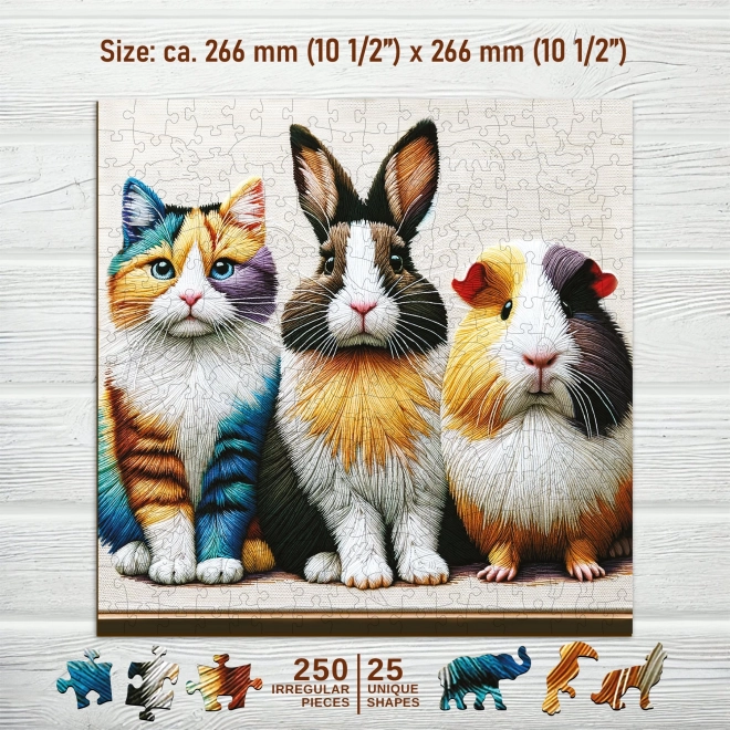 Holzpuzzle Katze, Kaninchen und Meerschweinchen 250 Teile