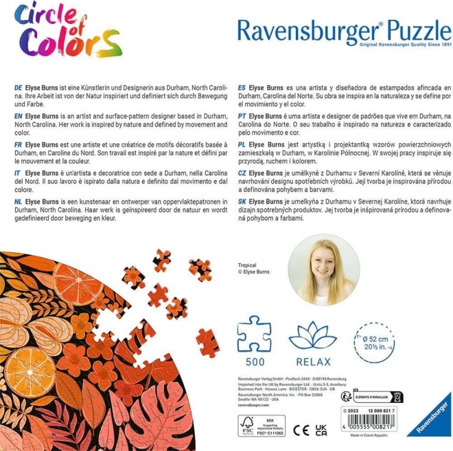 Rundes Puzzle KREIS DER FARBEN: TROPICAL 500 Teile von RAVENSBURGER