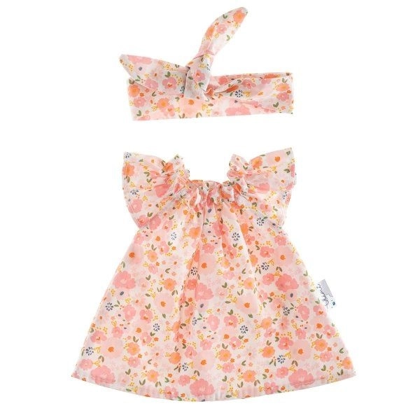 Süßes Blumen-Kleid mit Stirnband für Puppen 32cm