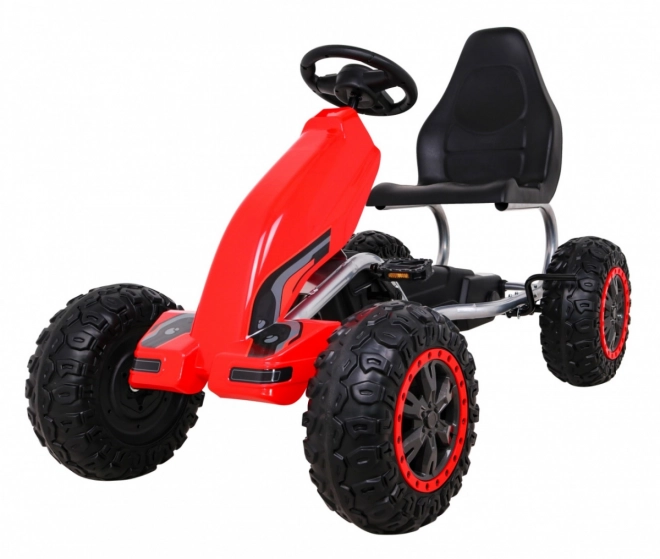 Großes Tretauto STRONG für Kinder Rot + 100 kg Belastung + EVA Räder + Handbremse + Sportsitz