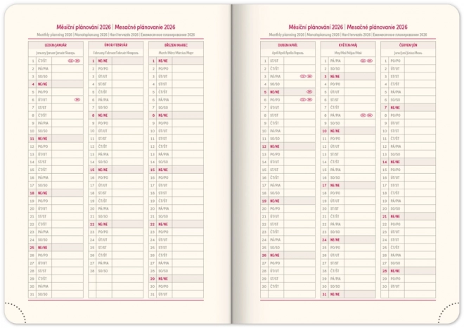 Wöchentlicher Kalender Vivella Top 2025 Blau