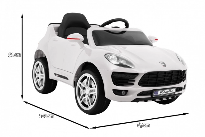 Turbo-S batteriebetriebenes Auto für Kinder Weiß + Fernbedienung + Langsamer Start + EVA-Räder + Radio MP3