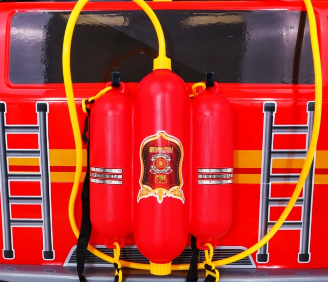 Kinderspielzeug-Feuerwehrauto mit Batterie + Wasserspritze + Megafon + Feuerwehrhahn + Steuerung