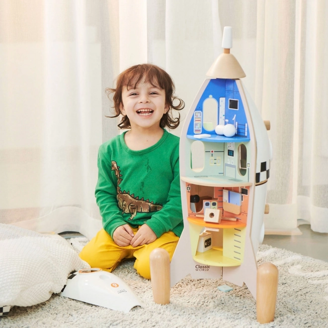 Klassische Welt Holzrakete Kinderhaus mit Figuren