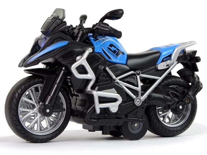 Motorrad GT Blau mit Pull-Back-Antrieb und Soundeffekten