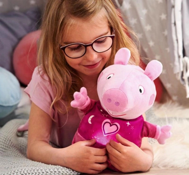 Peppa Pig 2-in-1 Kuscheltier mit Schlaflied und Licht, rosa, 25 cm