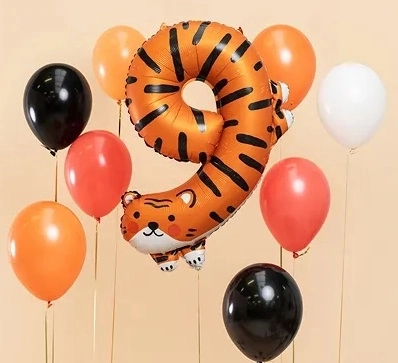 Folienballon Zahl 9 - Tiger