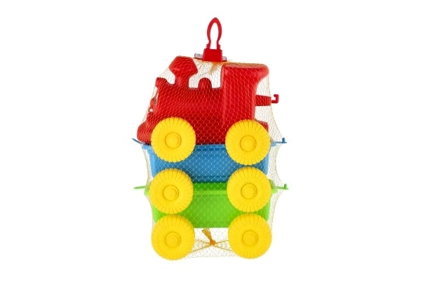 Plastikspielzeugzug mit 2 Waggons