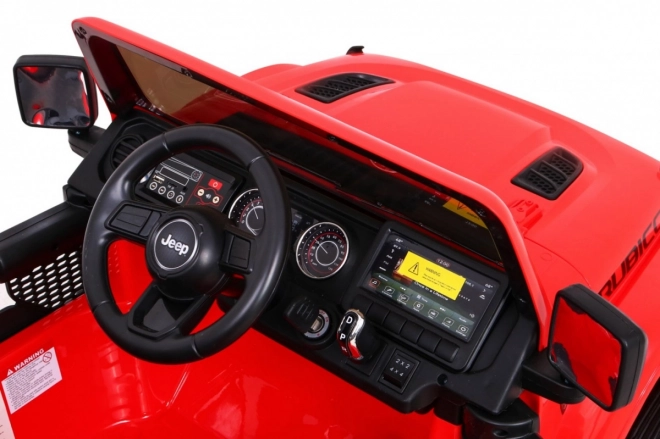 Jeep Wrangler Rubicon Batterie für Kinder Rot + Fernbedienung + MP3 LED Radio + EVA Räder