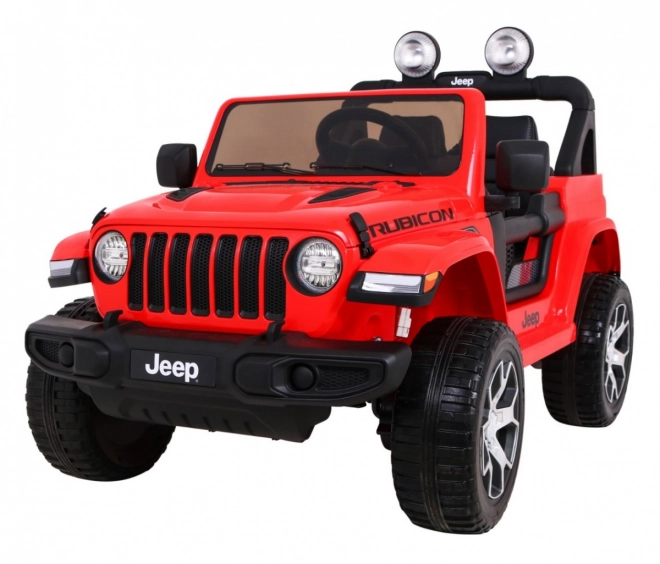 Jeep Wrangler Rubicon Batterie für Kinder Rot + Fernbedienung + MP3 LED Radio + EVA Räder