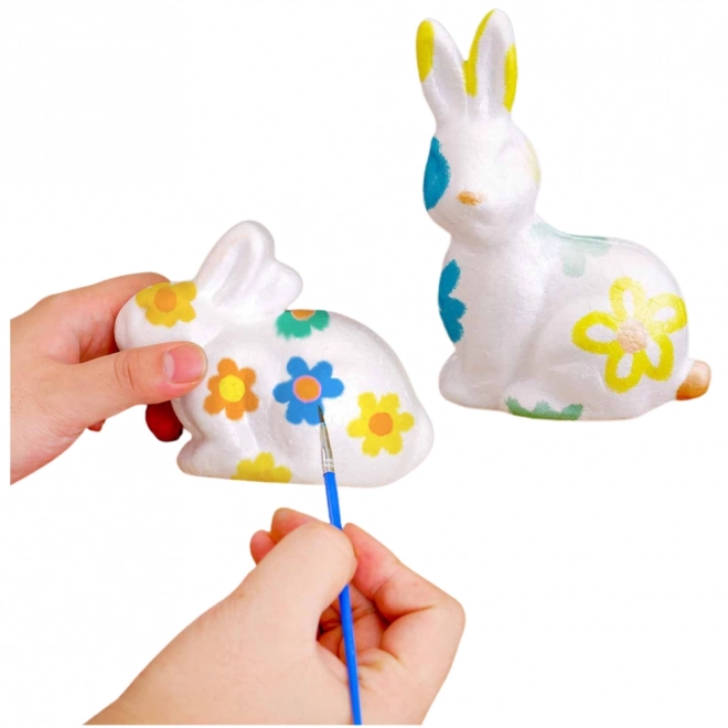 Oster-Set Styroporeier mit Hase Figuren und Farben