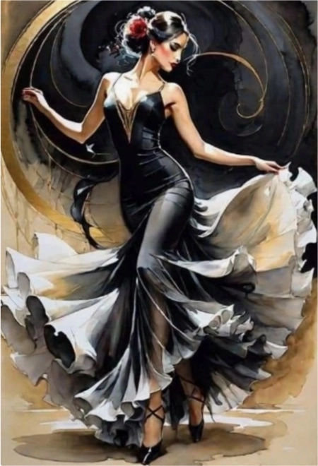 Diamantmalerei Im Wirbel des Flamenco 30x40 cm