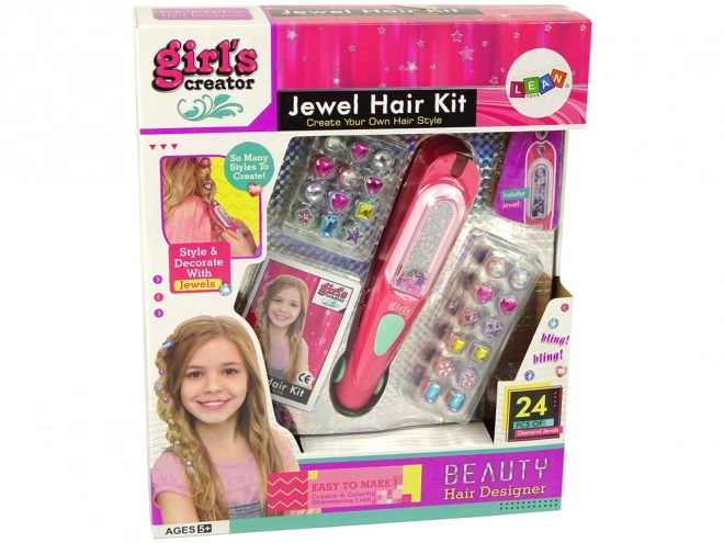 Haarschmuck-Set mit Applikator und Perlen 24 Stk