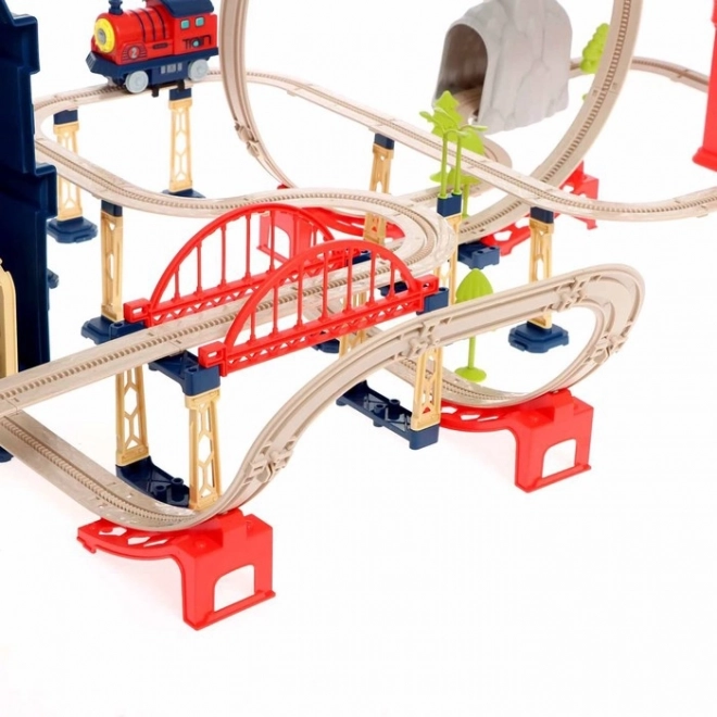 Woopie elektrische eisenbahn 2-in-1 faltbar in einem koffer 87 teile - 3,5 m länge