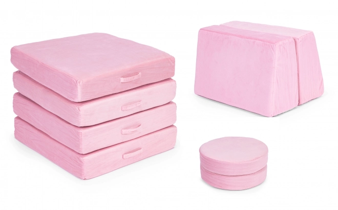 Großes faltbares Modularsofa für Kinder DIY, 8 weiche Kissen - pink ECOTOYS