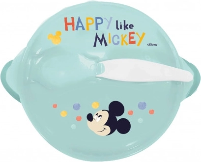 Rutschfeste Schüssel mit Saugnapf und Deckel Mickey