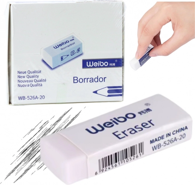 Weißer Schul- und Büro-Radierer WEIBO 6 cm