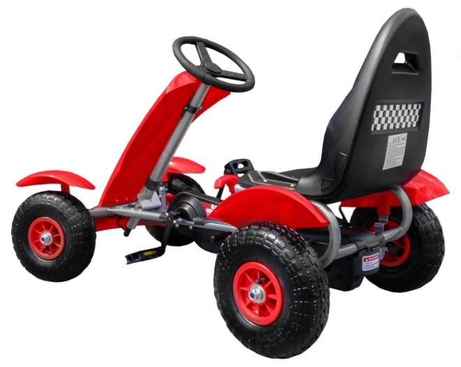 Rennpedalkart XL für Kinder ab 3 Jahre Rot + Aufblasbare Räder + Verstellbarer Sitz + Freilauf
