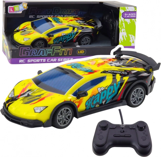 Ferngesteuertes Rennwagen mit LED-Leuchten Gelb 1:22