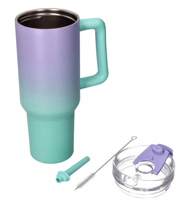 Großer Thermobecher mit Strohhalm