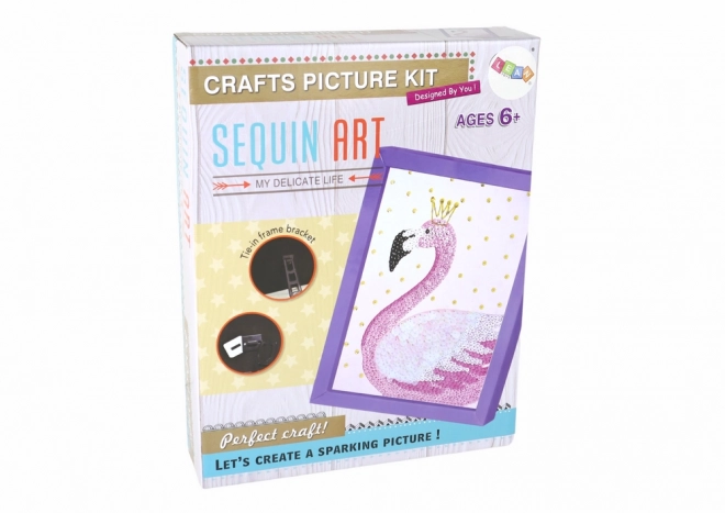 Kreatives DIY-Set Glitzerstifte Rahmen Flamingo