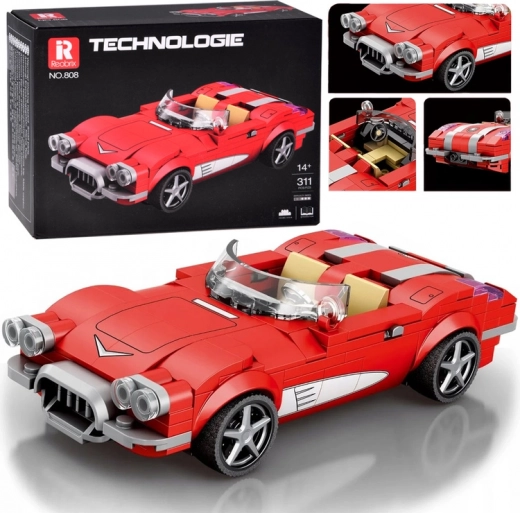 Technik-Bausatz Retro-Cabriolet aus den 50er-Jahren – Rot