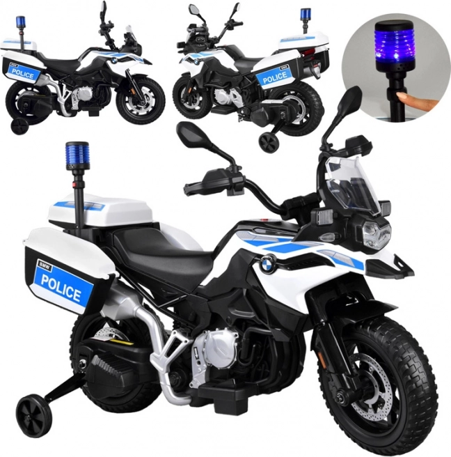 Großes BMW Polizei-Elektromotorrad mit Blaulicht